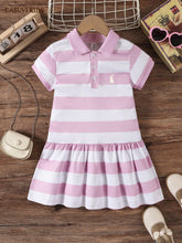 Girls' Collegiate POLO Dress, Fashionable Classic Stripe